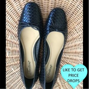 TROTTERS woven black leather ballet flats